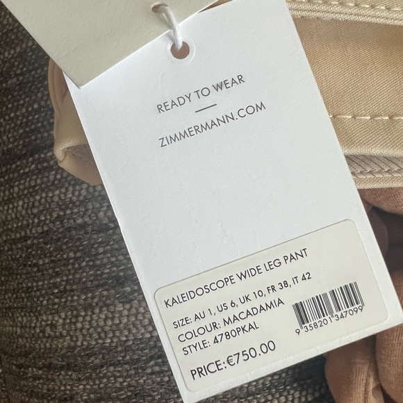 Zimmerman Kaleidoscope Wide Leg Pant NWT size 1. Ivory color - Picture 5 of 5